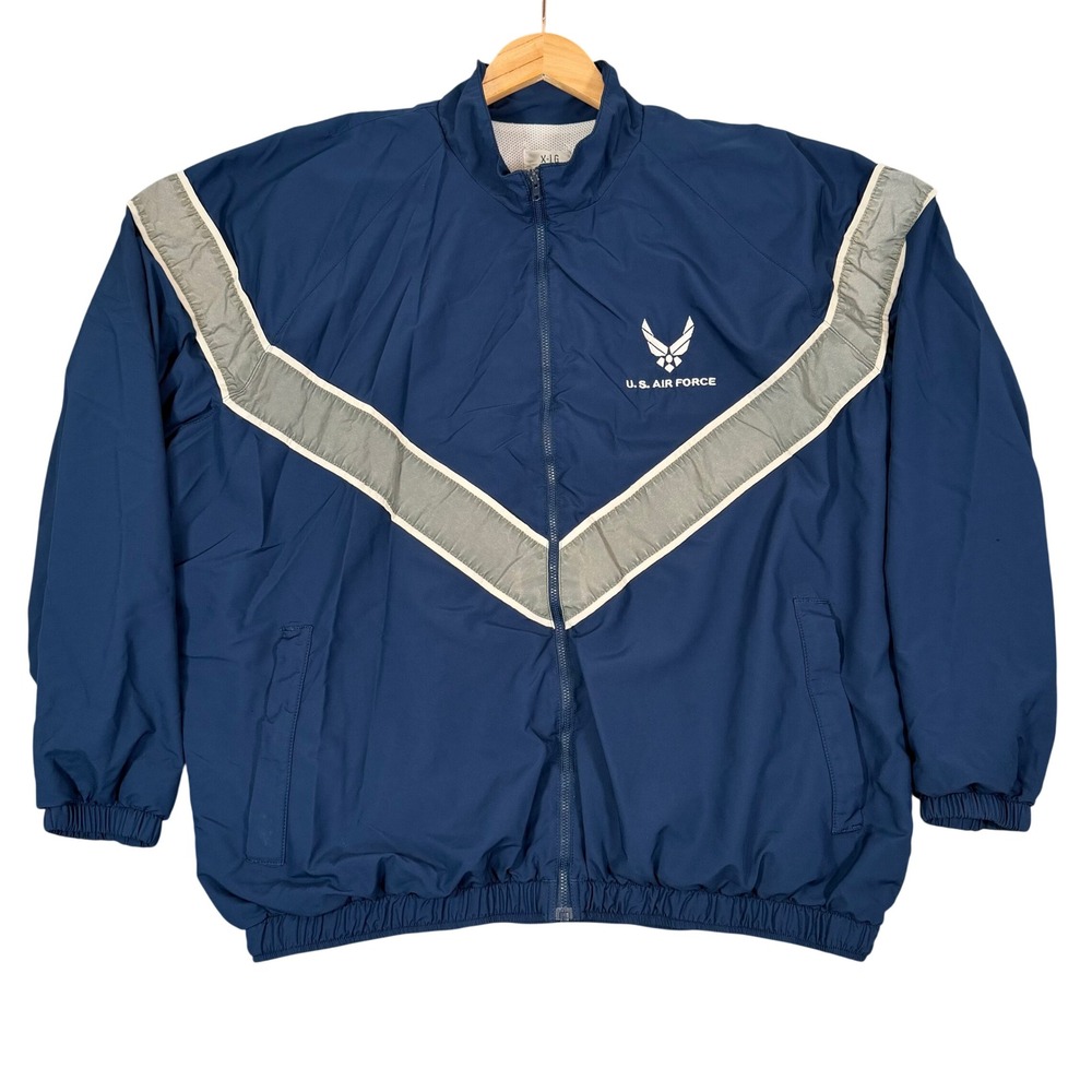 USAF Air Force PTU Physical Training Jacket XL Short Blue Reflective Chevron USA